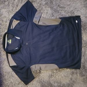 Nordic Track NT Dri- Collared Shirt- Navy & Grey- size Large- Athletic Fit